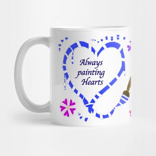 Valentine's Always Painting Hearts (blue) Mug